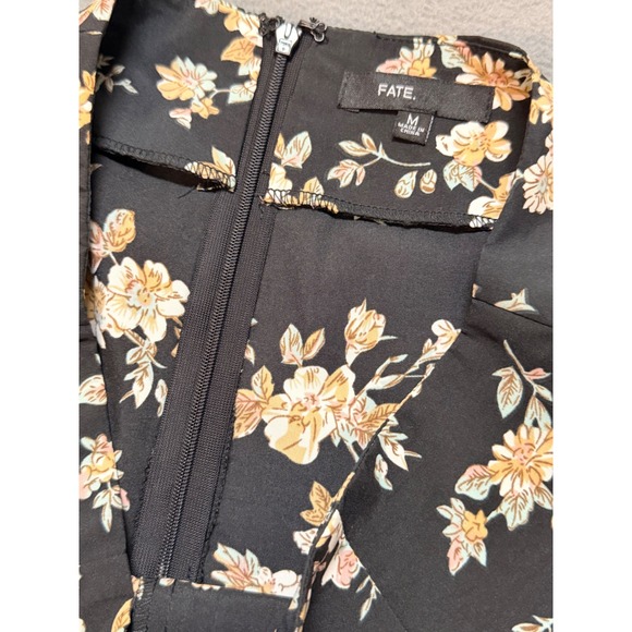 FATE Floral Boho Whimsical Print Crop Top Crotchet Wide Leg Pants Set Black SZ M - Picture 11 of 15